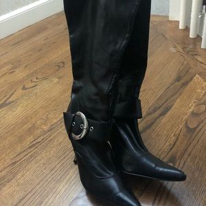 Black Leather Buckle Boots
